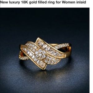New 18k gold filled beautiful cz inlaid ring